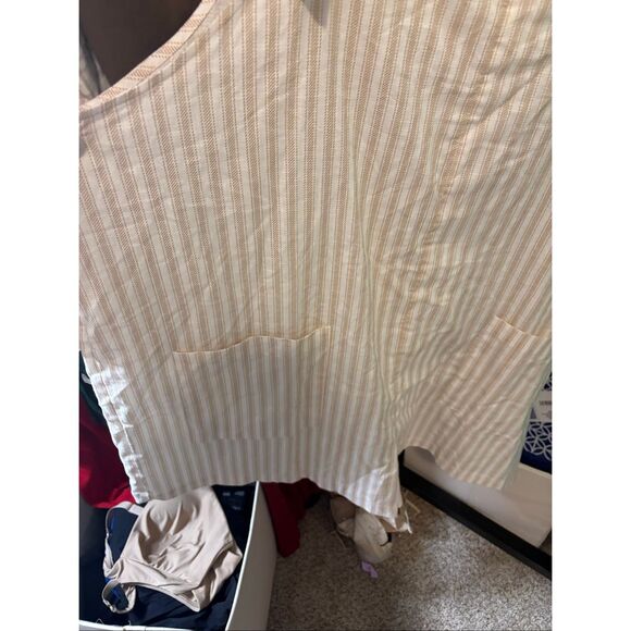 Torrid Stripped Beigie Linen Blend Romper - Picture 3 of 4